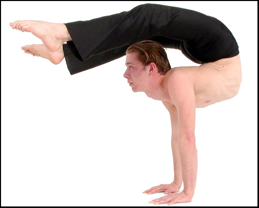 Daniel in a classic contortionist handstand